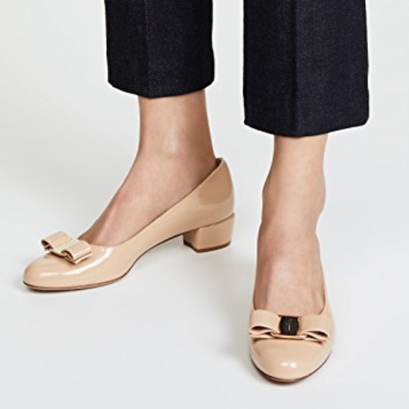 Salvatore Ferragamo Shoes - Salvatore Ferragamo Vara Leather Kitten Heel